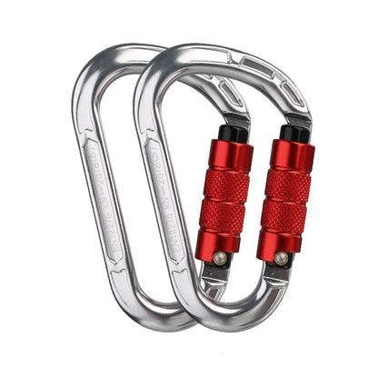 Rock Climbing Carabiner Pear-Shape Buckle 25kN Safety Auto Lock Spring-Loaded Gate Aluminum H-Carabiner Outdoor Kits