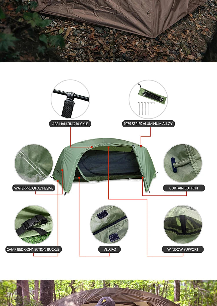 Sonuto-Lightweight Camping and Mountaineering Hiking Tent, Aluminum Alloy Poles, Waterproof and Mosquito Proof, Single Person