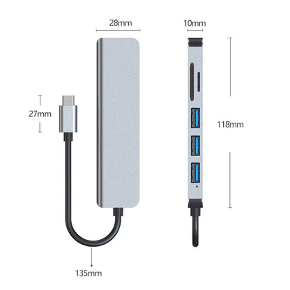 Type C+ USB HUB USB3.0 Dongle USB2.0 Disk Extend Adapter Cable Splitter Phone Charger Dock Micro SD TF Memory Card Reader Writer