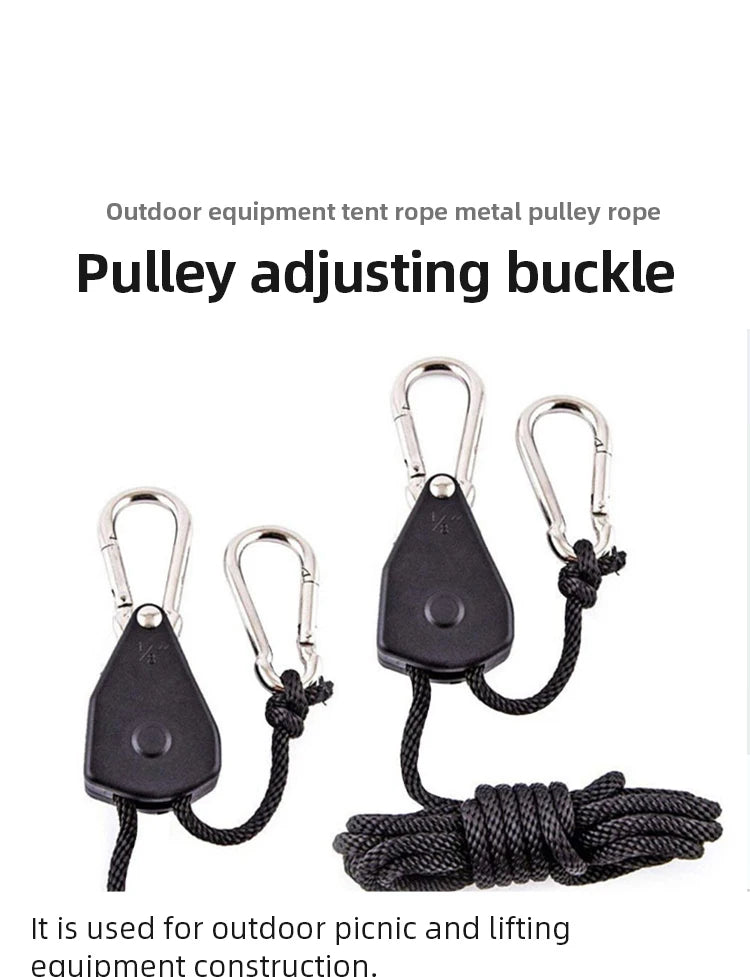 4pcs Adjustable 8inch Lanyard Hanging for Tent Fan Grow Plant Lamp Pulley Ropes Pulley Lifting Pulley Hook