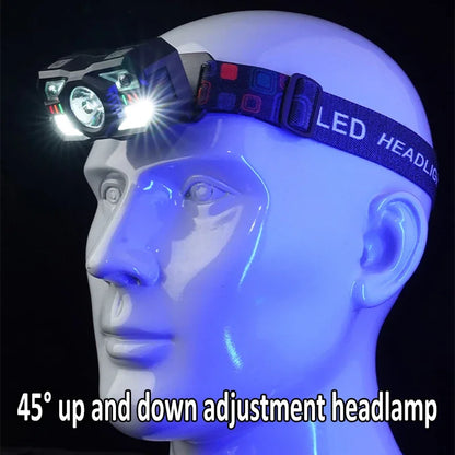 Portable Induction LED Headlamp Rechargeable Headlight IR Motion Sensor Head Lamp Waterproof Head Flashlight for Camping Fishing