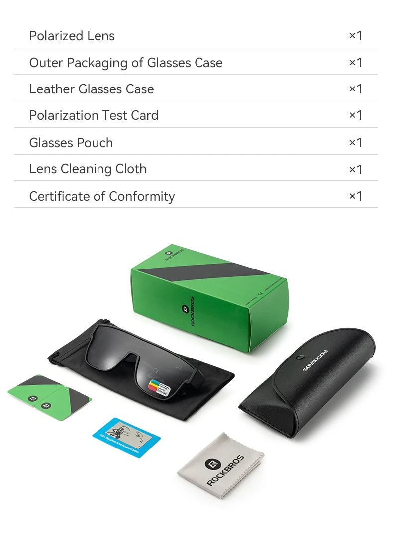 ROCKBROS Polarized Cycling Sunglasses Mutilfunctional Glasses UV Protection Set Glasses Frame Compatible Men's Women's Sunglass