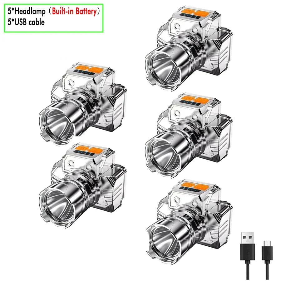 Rechargeable LED Headlamp Super Bright with 5 Modes Zoom Torch Head Lamp Motion Sensor Head Lights For Camping Running Cycling