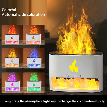 Flame Air Humidifier 250ml Home 7 Color LED Electric Ultrasonic Aroma Essential Oil Diffuser with Salt Stone Mist Sprayer