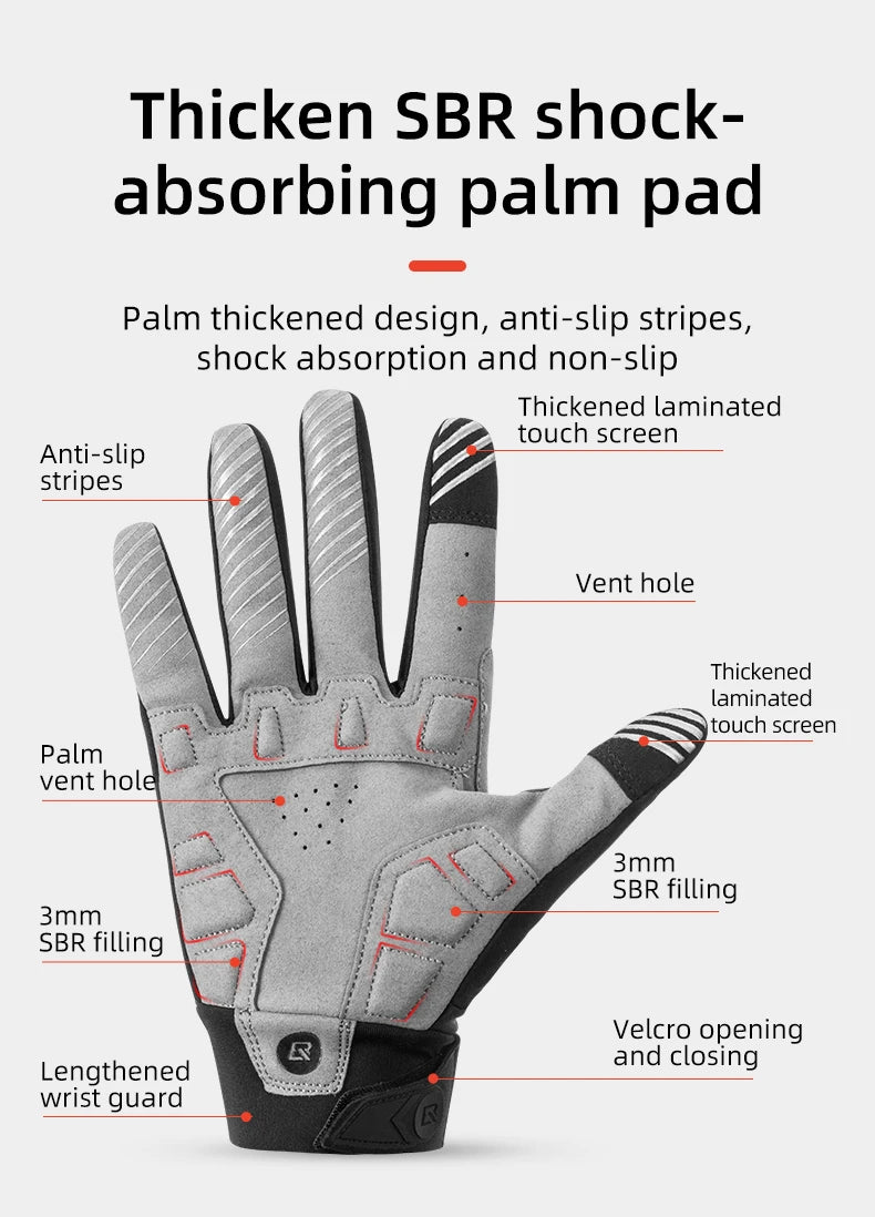 ROCKBROS Cycling Gloves Touch Screen Waterproof MTB Bike Bicycle Gloves Thermal Warm Motorcycle Winter Autumn Sports Equipment