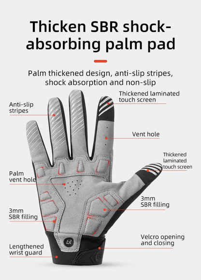 ROCKBROS Cycling Gloves Touch Screen Waterproof MTB Bike Bicycle Gloves Thermal Warm Motorcycle Winter Autumn Sports Equipment