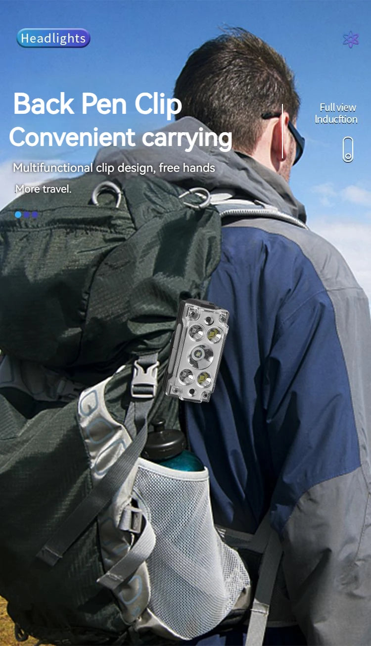 Mini Strong 5LED Headlamp Motion Sensor Headlight Outdoor Camping Fishing USB Rechargerable Portable Flashlight Head Lamp