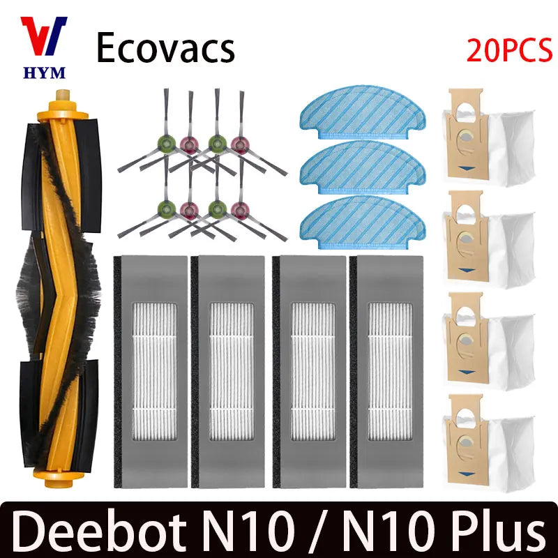 For Ecovacs Deeboot N10 / N10 Plus Accessories Main Side Brush Hepa Filter Dust Bag Mop Cloth Robot Vacuum Cleaner Spare Parts