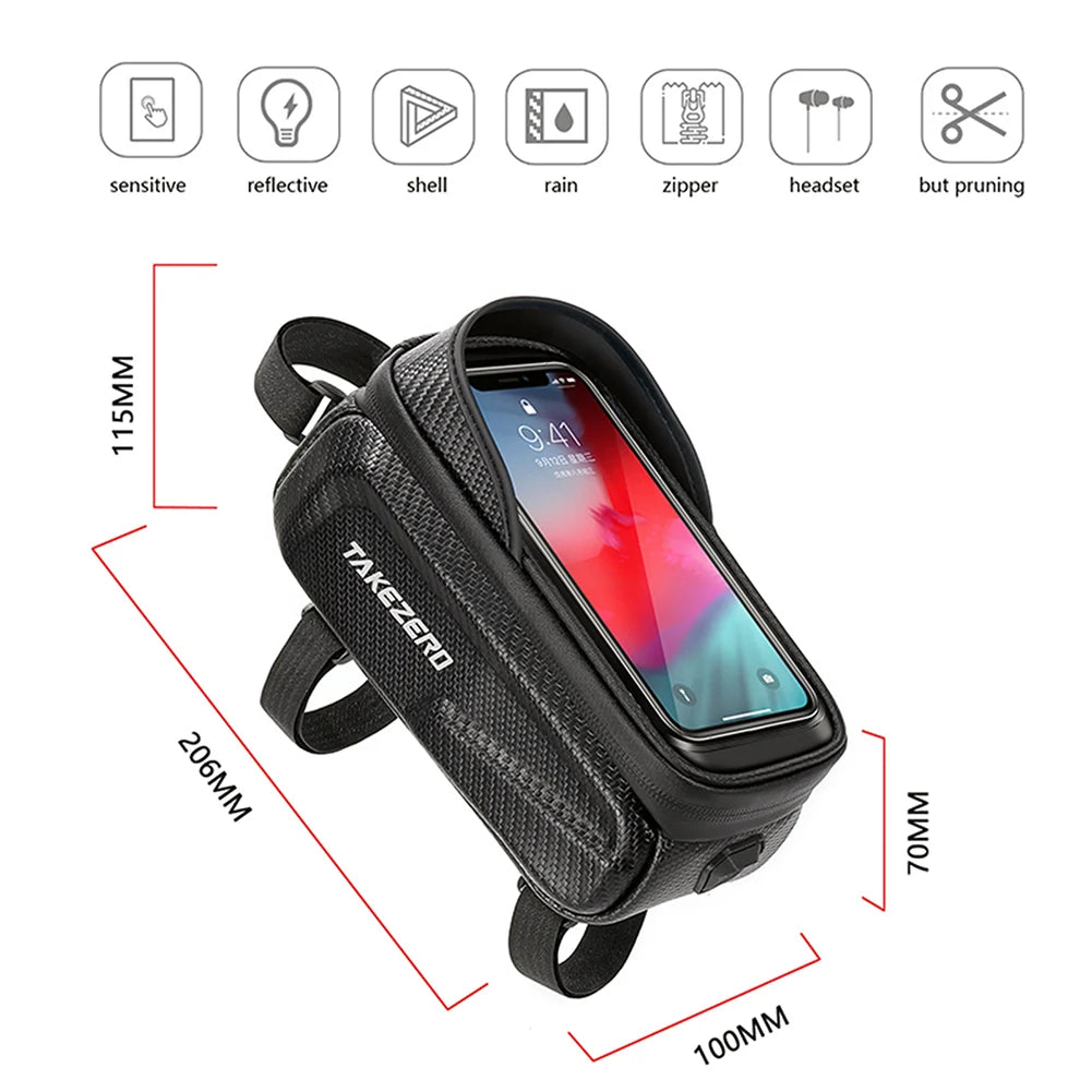 1L Bike Bag Bicycle Front Cell Mobile Phone Case Holder with Touchscreen Top Tube Cycling Bag Reflective MTB Bike Accessories