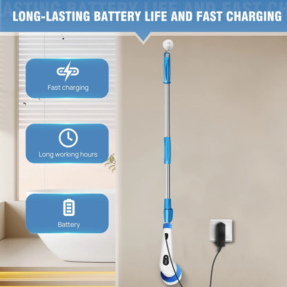 Electric Spin Scrubber Cordless Power Shower Scrubber Cordless Cleaning Brush with 9 Brush Heads for Bathroom Tub Tile Floor