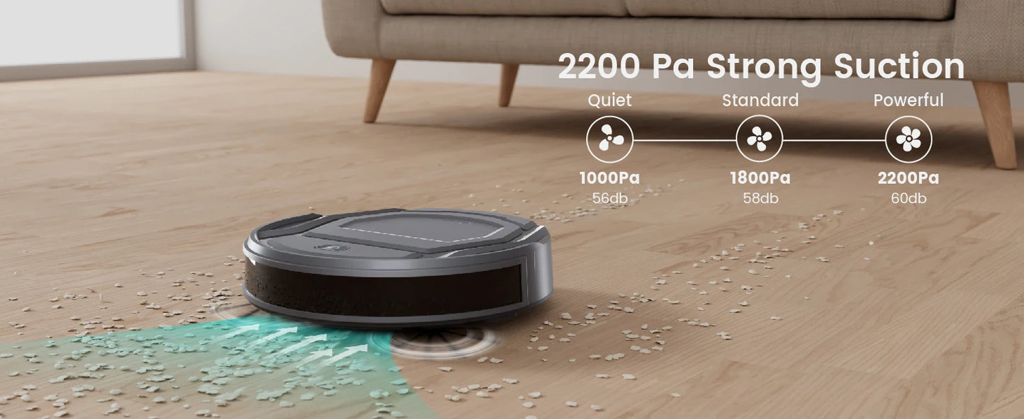 Lefant M210 Pro Robot Vacuum Cleaner, 2200Pa Powerful Suction, 120 Mins Runtime, Automatic Self-Charging, Wi-Fi/App/Alexa Contro