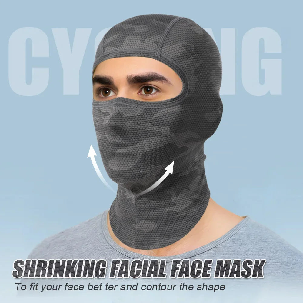 Cycling Full Face Balaclava Cooling Face Mask Breathable Ice Silk Wicking Absorbent Headgear for Bicycle Helmet Riding Gear Men