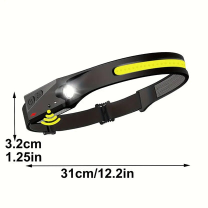COB LED Sensor Head Lamp USB Rechargeable Head Torch Work Light Waterproof Headlamp Outdoor Search Light for Camping Fishing