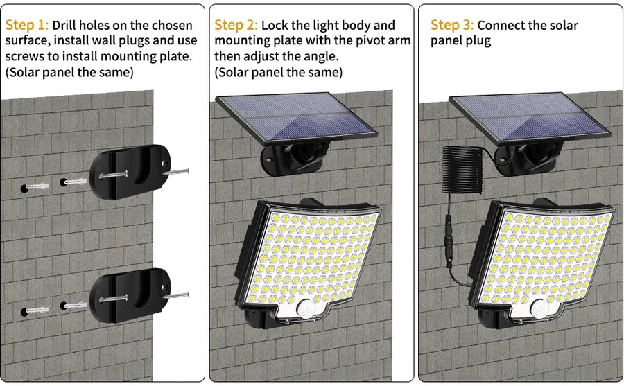 Solar Flood Lights Outdoor 106/318 LED Solar Motion Lights Remote Solar Security Lights Wall Lights Waterproof 3 Modes Garden