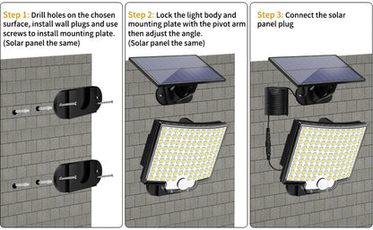 Solar Flood Lights Outdoor 106/318 LED Solar Motion Lights Remote Solar Security Lights Wall Lights Waterproof 3 Modes Garden