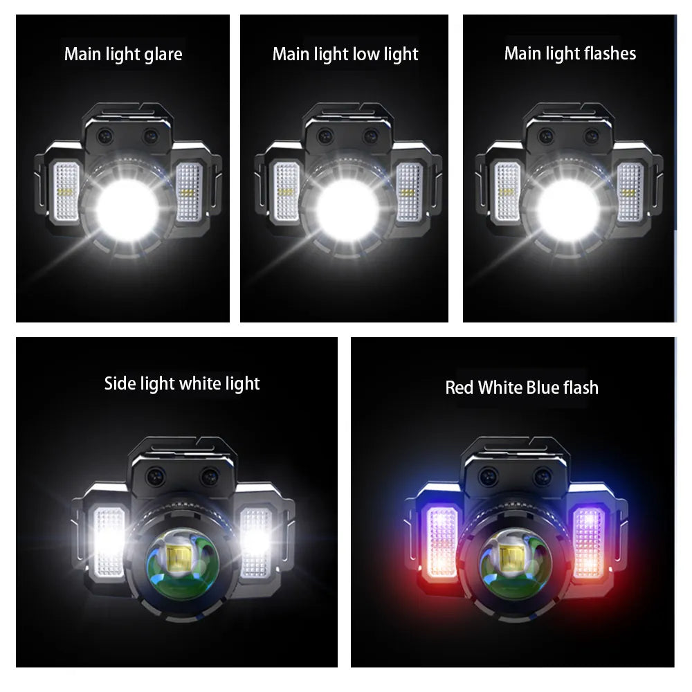 Rechargeable LED Headlamp Super Bright with 5 Modes Zoom Torch Head Lamp Motion Sensor Head Lights For Camping Running Cycling