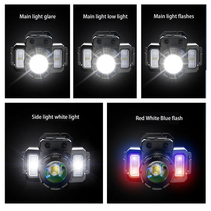 Rechargeable LED Headlamp Super Bright with 5 Modes Zoom Torch Head Lamp Motion Sensor Head Lights For Camping Running Cycling