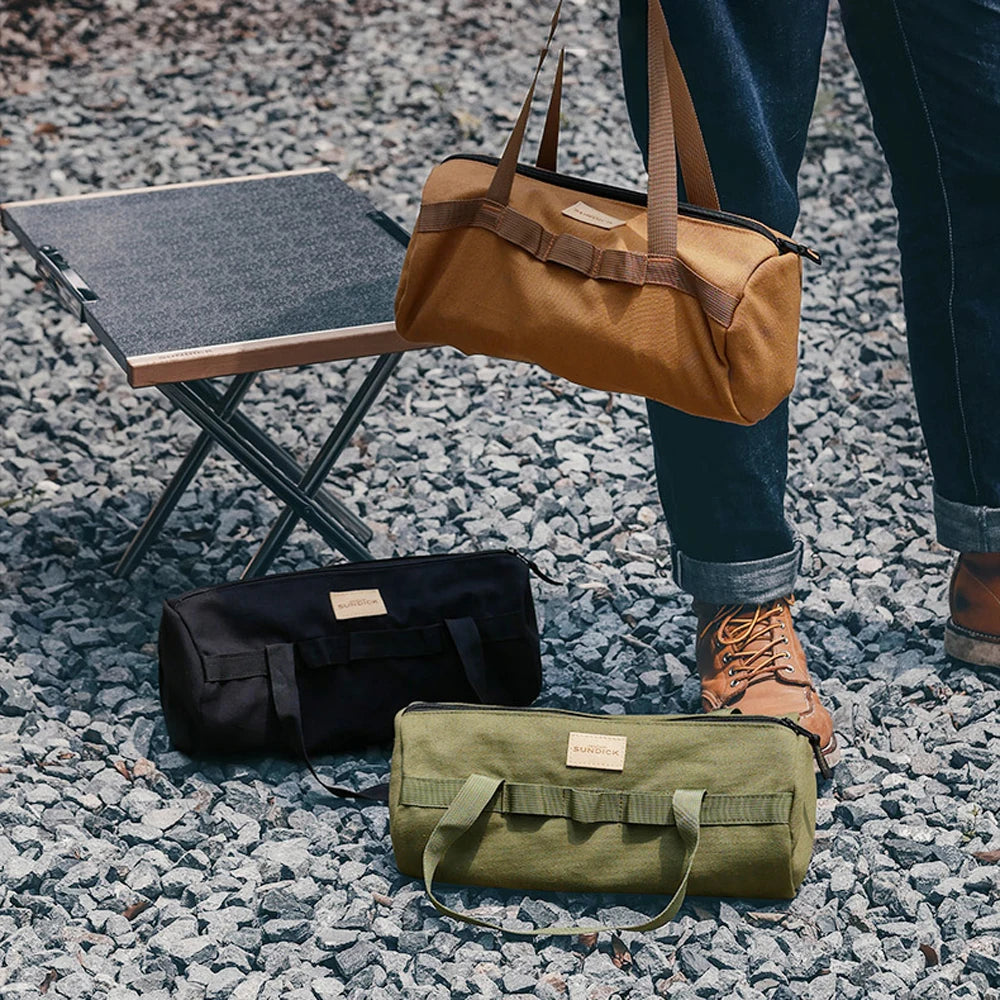 Outdoor Camping Tent Peg Ground Nail Storage Bag Tent Hammer Long Ground Nail Storage Bag Portable Canvas Tent Install Tools