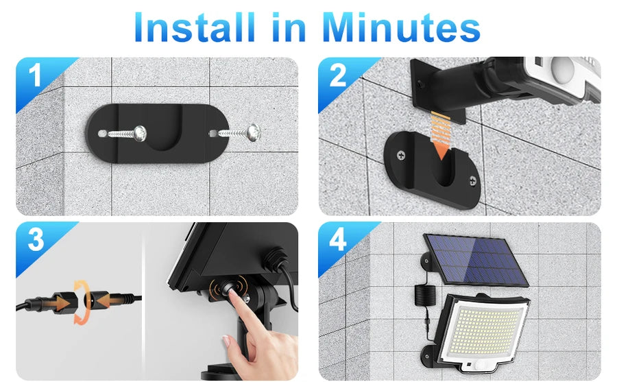 Solar Flood Lights Outdoor 106/318 LED Solar Motion Lights Remote Solar Security Lights Wall Lights Waterproof 3 Modes Garden