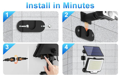 Solar Flood Lights Outdoor 106/318 LED Solar Motion Lights Remote Solar Security Lights Wall Lights Waterproof 3 Modes Garden
