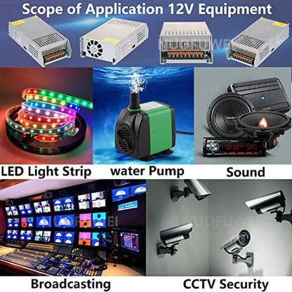 12V 100A 1200W Power Supply Adapter AC 110V to DC 12V Converter Transformer Motor Switch Industrial Grade Cooling Overload