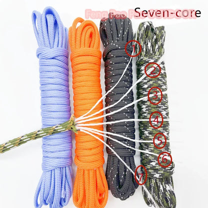 7-Cores 550 Paracord Rope 30 M Dia.4mm For Outdoor Camping Survival Lanyard Parachute Cord Hiking Tent Accessories