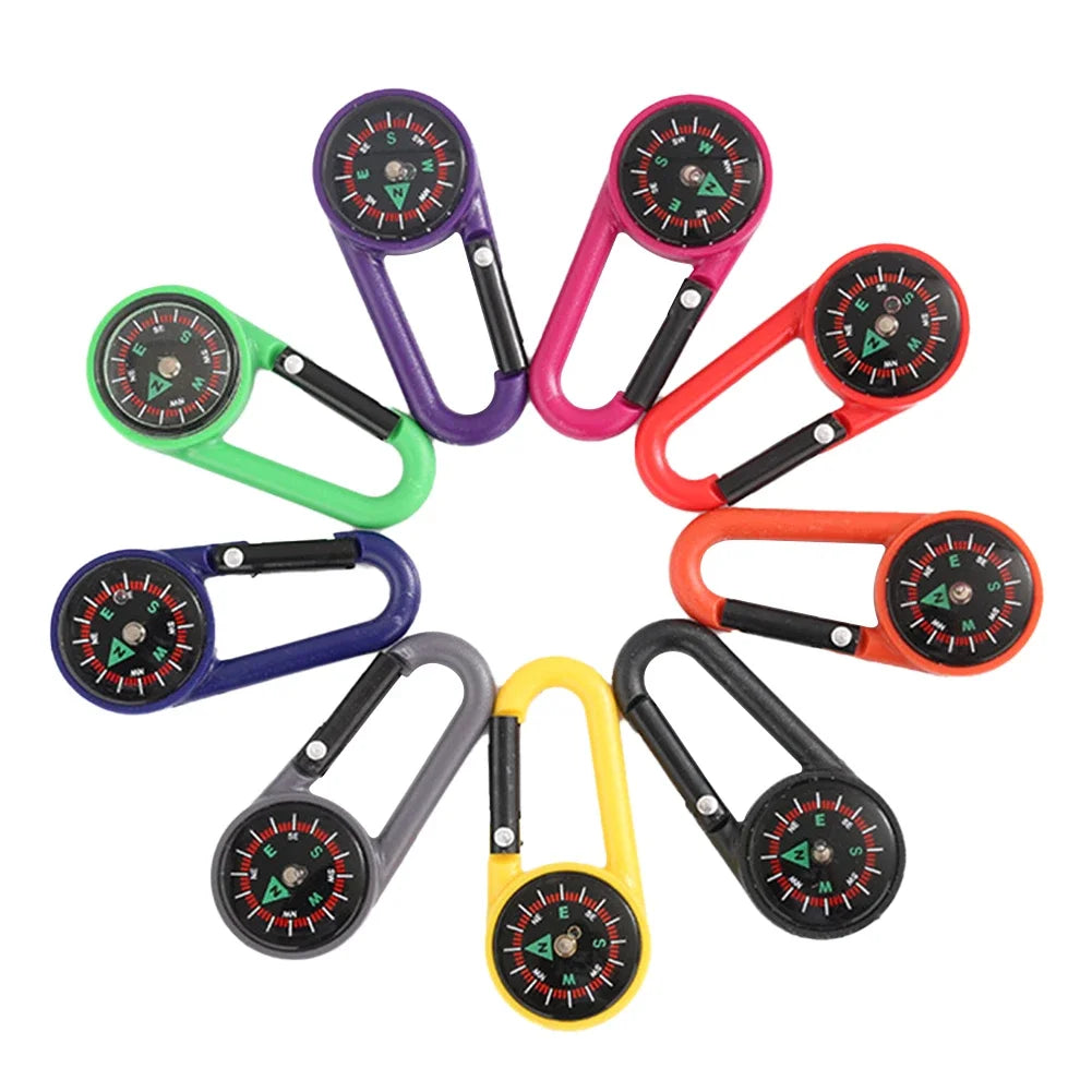 Mixed Colour Outdoor Camping Hiking Tactical Survival Mini Compass Carabiner Children's Toy Compass Small Gift