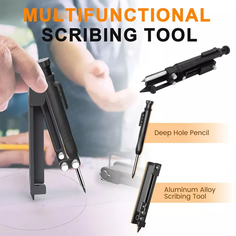 Multifunction Scribing Tool Adjustable Woodworking Measuring Construction Pencil DIY Scribe Compass Compass Measuring Tool