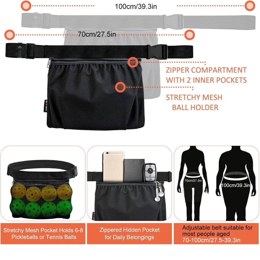 Tennis Ball Holder, Pickleball Ball Wasit Pouch for Women Men Holding 8 Tennis or Pickleball Balls,Tennis & Pickleball Accessory