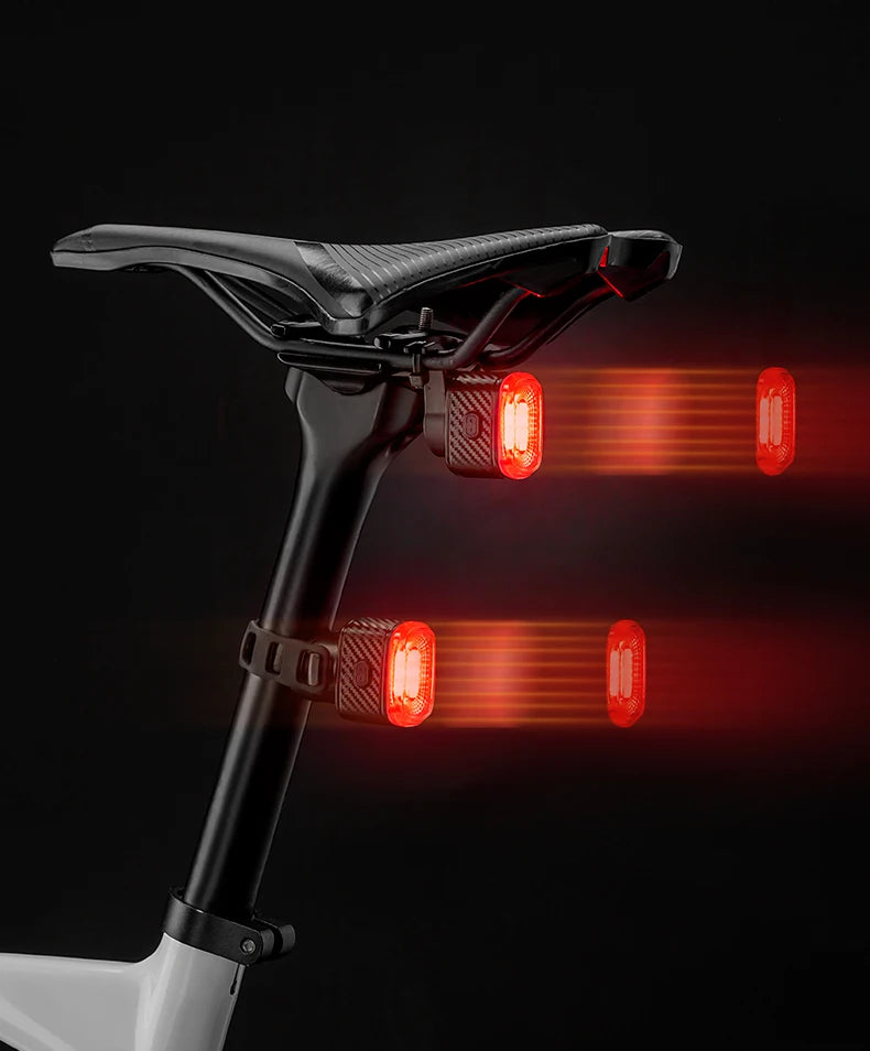 ROCKBROS Smart Bicycle Tail Rear Light Auto Stop Brake IPX6 Waterproof Type-C Charge Cycling Tail Taillight Bike LED Lights