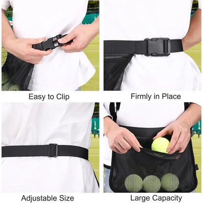 Tennis Ball Holder, Pickleball Ball Wasit Pouch for Women Men Holding 8 Tennis or Pickleball Balls,Tennis & Pickleball Accessory