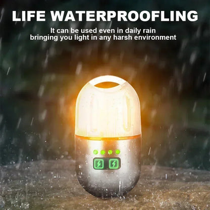 Powerful Mini LED Camping Light with Power Display Magnetic Hook Built-in Battery Lantern USB Rechargeable Tent Hanging Lamp