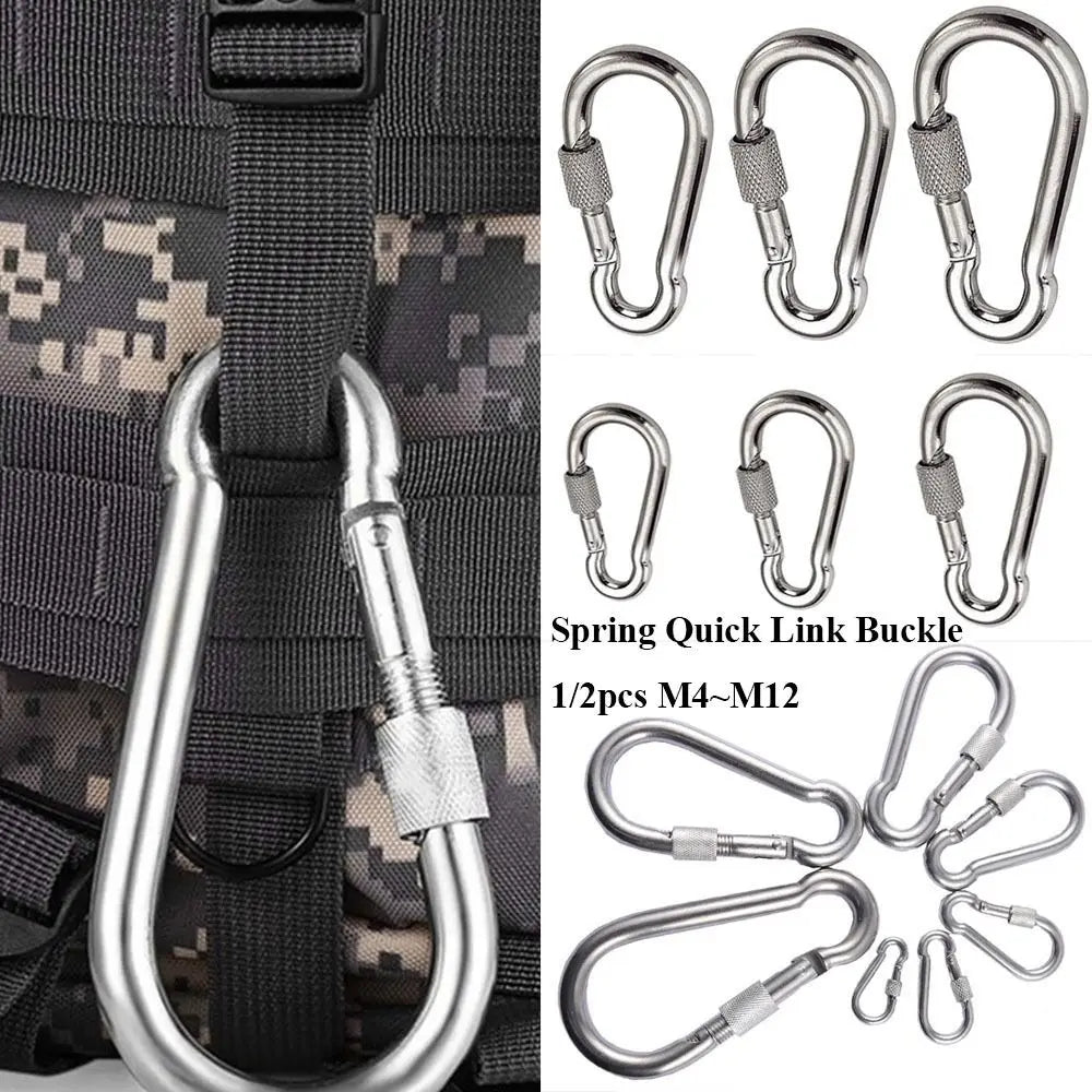 1/2pcs M4~M12 Spring Quick Link Buckle Ring with screw Outdoor Climbing Gear Carabiner Safety Hook Travel Kit Camping Equipment