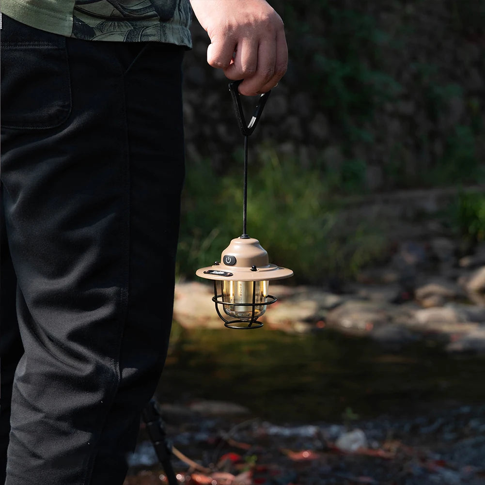 Mini LED Camping Lanterns Type-C Rechargeable Portable Hanging Tent Light 1200mAh for Hiking Fishing Emergency Light Lanterns