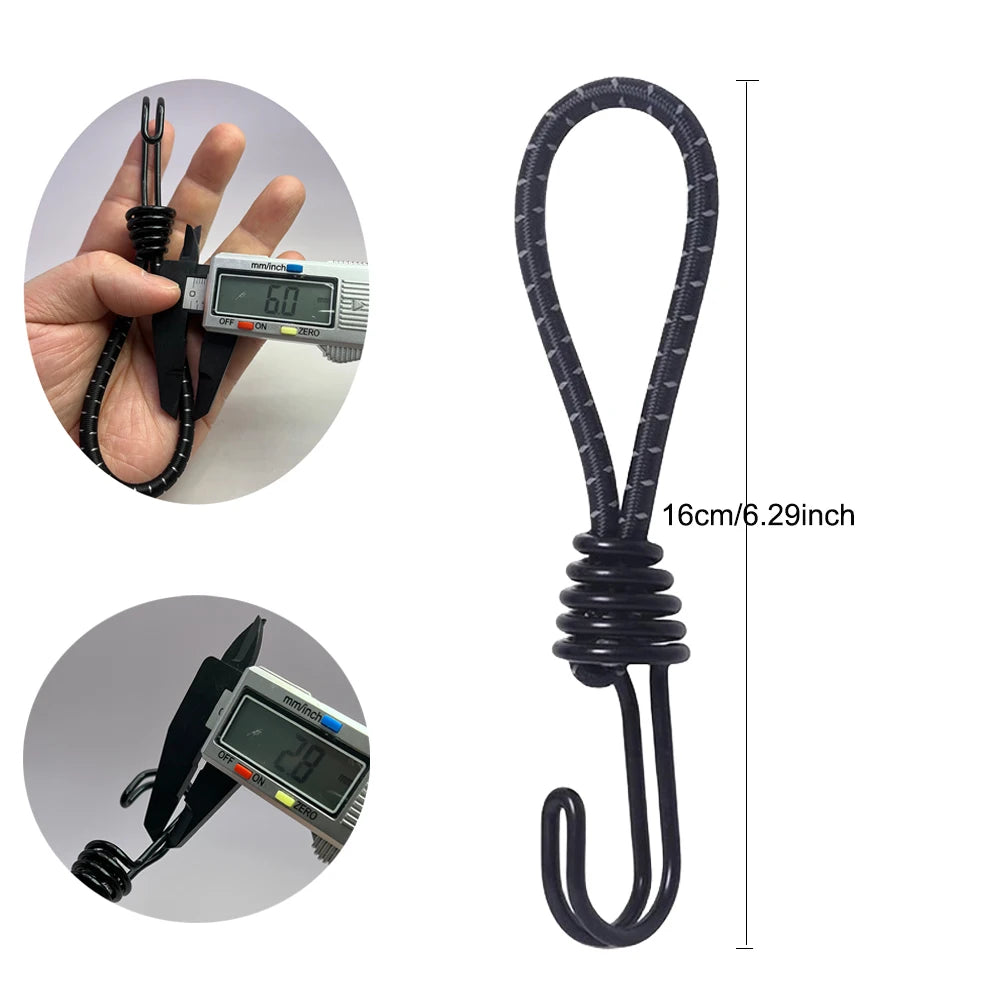 10pcs Tent Elastic Rope Cord Hook Versatile Outdoor Camping Canopy Tarp Tent Fixing Cord String Carabiner Hooks Accessories