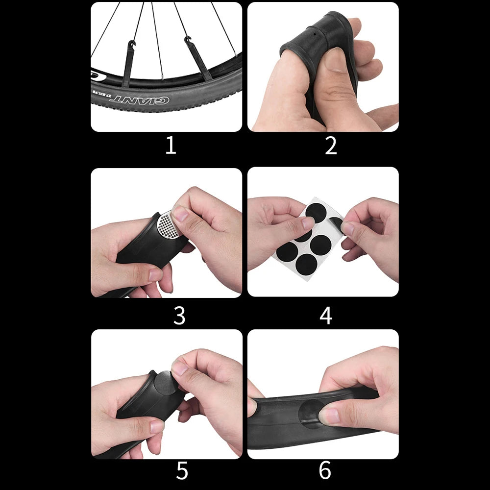 ROCKBROS Bicycle Flat Tire Repair Kit Tool Glue-free Portable Rubber Fetal Repair Bike Inner Tube Puncture Patch Repair Tools