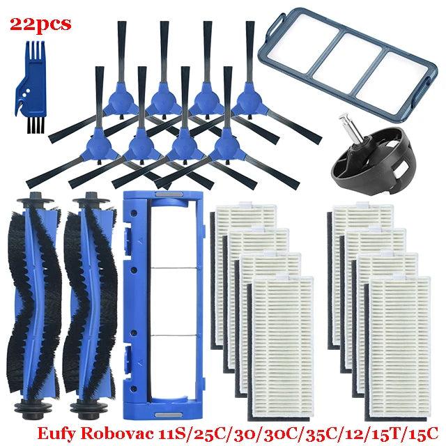 For Eufy Robovac 11S / 25C / 30 / 30C / 35C / 12 / 15T / 15C Slim Robot Vacuum Cleaner Parts Main Side Brush Cover Hepa Filter