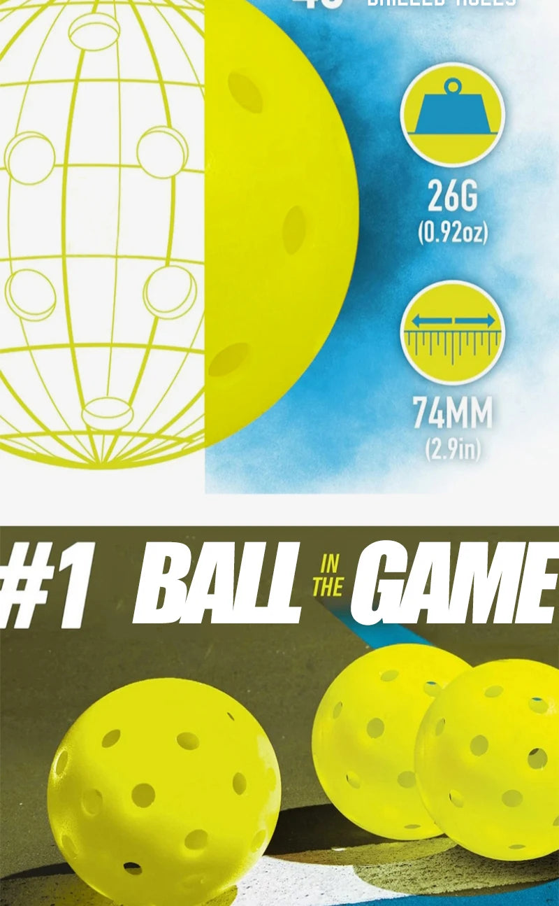 ALP Outdoor Pickleball 74mm Durable 40 Holes 26 Holes 1/3/6/12/100 Pieces/PCS 26g Original USA Professional Pickleball