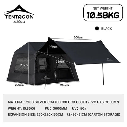 Outdoor Camping 3-4 Person Portable Waterproof Family Awning Beach Tent Quick Opening Fishing Tent Picnic Park Anti-UV Shade