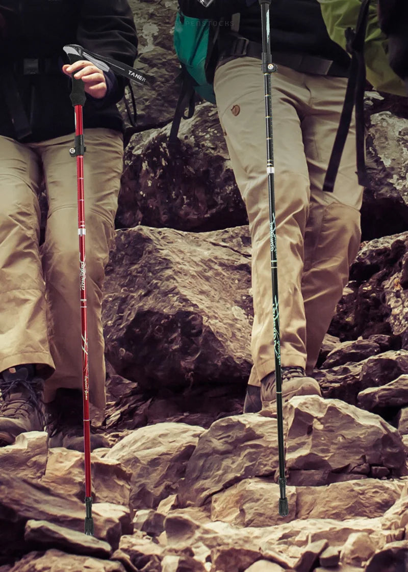 Trekking Stick 5-Section Telescopic Folding Trekking Poles Outdoor Camping Ultralight Portable Foldable Walking Hiking Stick