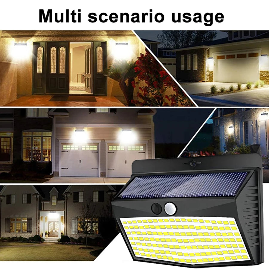 Outdoor Solar Light 468/208/138 LED Outdoor Solar Light LED Solar Security Lights Garden Waterproof 3 Modes Wall Lamp Fence Yard