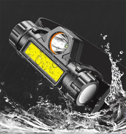Portable Mini Powerful Flashlight Q5+COB Led Headlamp Built-in 18650 Battery Magnet Headlight Stepless Dimming Torch Work Lamp