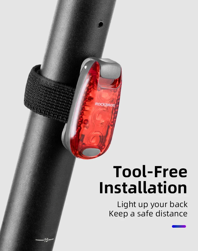 ROCKBROS Bike Rear Light  Bicycle Warning Tail Light Cycling Helmet Bag Taillight Lantern Water Repellent Mini Bike Accessories