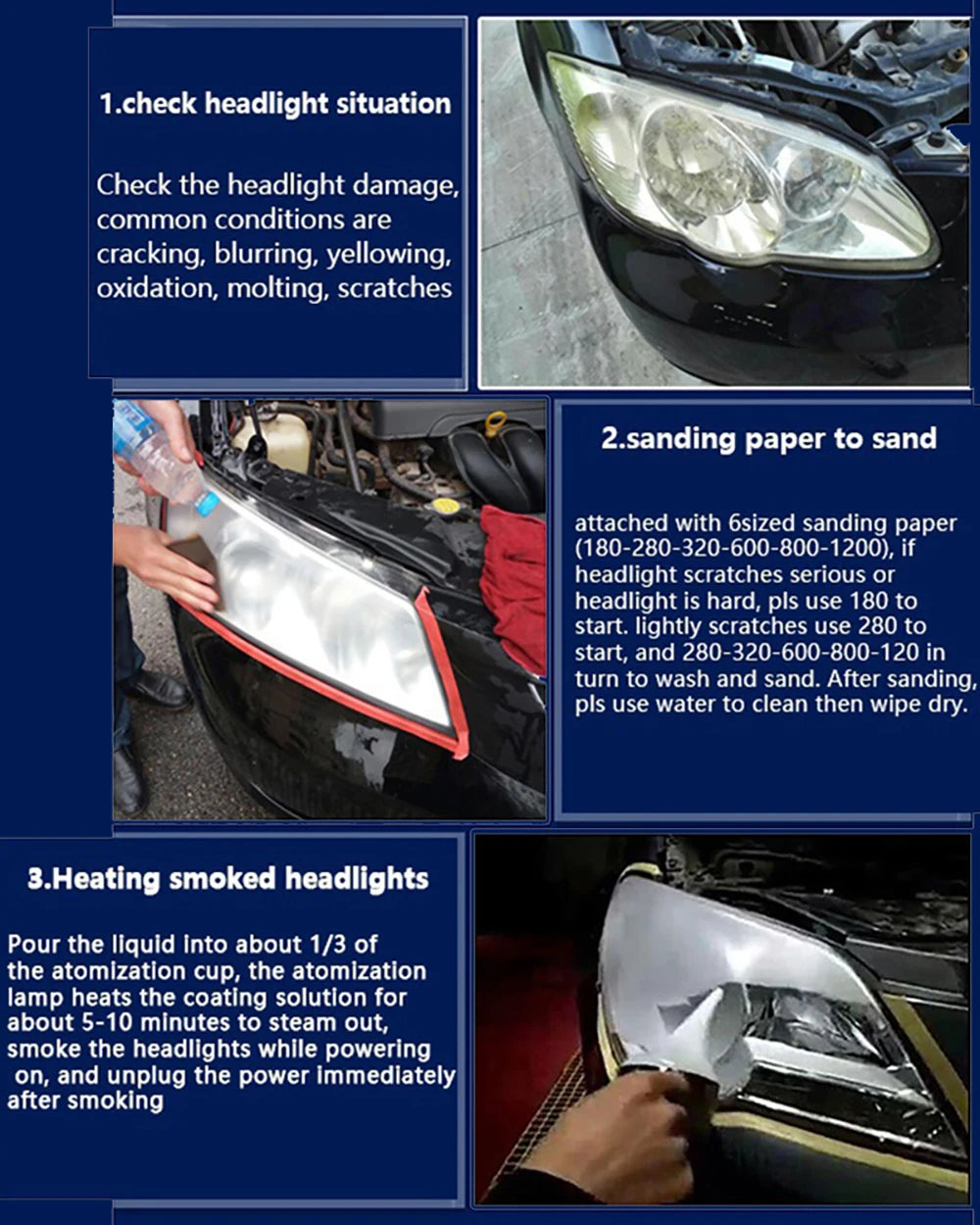 Car Headlight Polishing Kit 100ML/50ML Headlight Restoration Liquid Polymer Headlamp Renovation Repair Clean Kit Automobile Tool