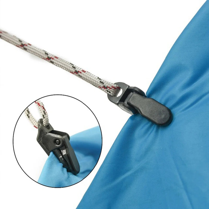 10pcs/lot travel outdoor camping plastic double hole tent rope adjustable buckle curtain alligator clip factory brand clip