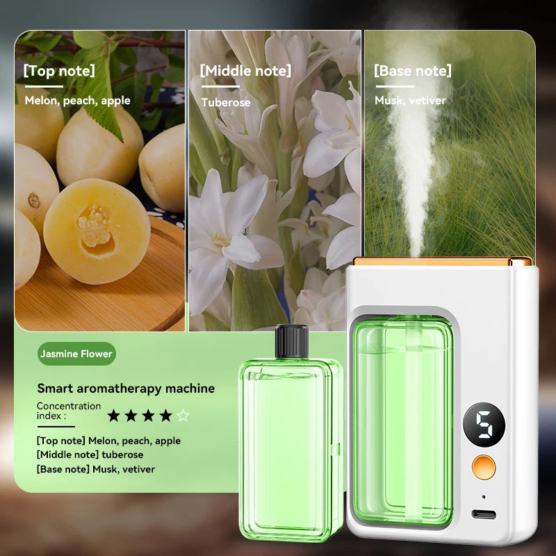 Automatic Diffuser Aromatherapy Car Perfume with Display Essential Oil Humidifier Bathroom Deodorization Air Freshener Jasmine