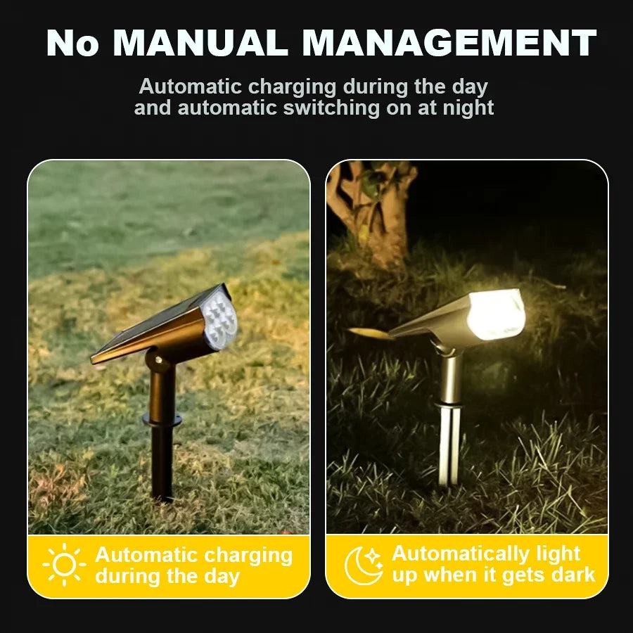 KDULIT 1-2PCS 9LED Solar Powered Lawn Lamp Adjustable Outdoor IP65 Waterproof Garden Courtyard Decoration Street Lamp Spotlight