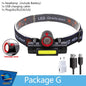 ZHIYU Portable Mini Flashlight Q5+COB Led Headlamp High Power Rechargeable Built-in Battery Outdoor Camping Fishing Headlight
