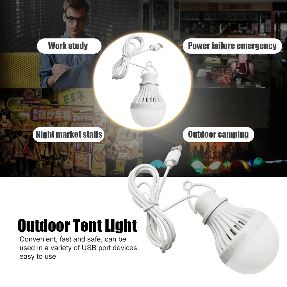 1/2pcs Portable Lantern Camp Lights USB Bulb 5W/7W Power Outdoor Camping Multi Tool 5V LED for Tent Camping Gear Hiking USB Lamp