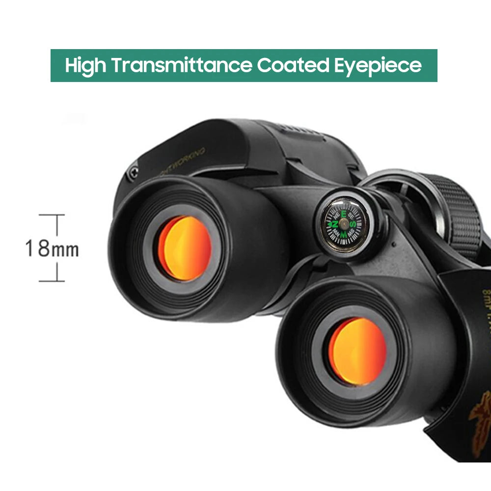 80x80 Telescope Binoculars BAK4 Prism Waterproof with Compass and Carrying Lanyard Red Film Telescope for Hunting Camping Travel